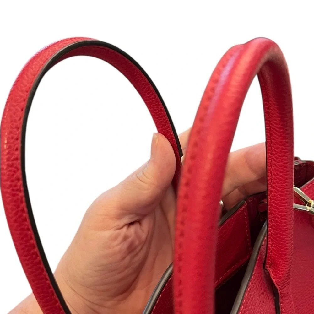 Kate Spade Eva Small Satchel Crossbody Bag‎ + Wallet Red Pebbled Leather Gold